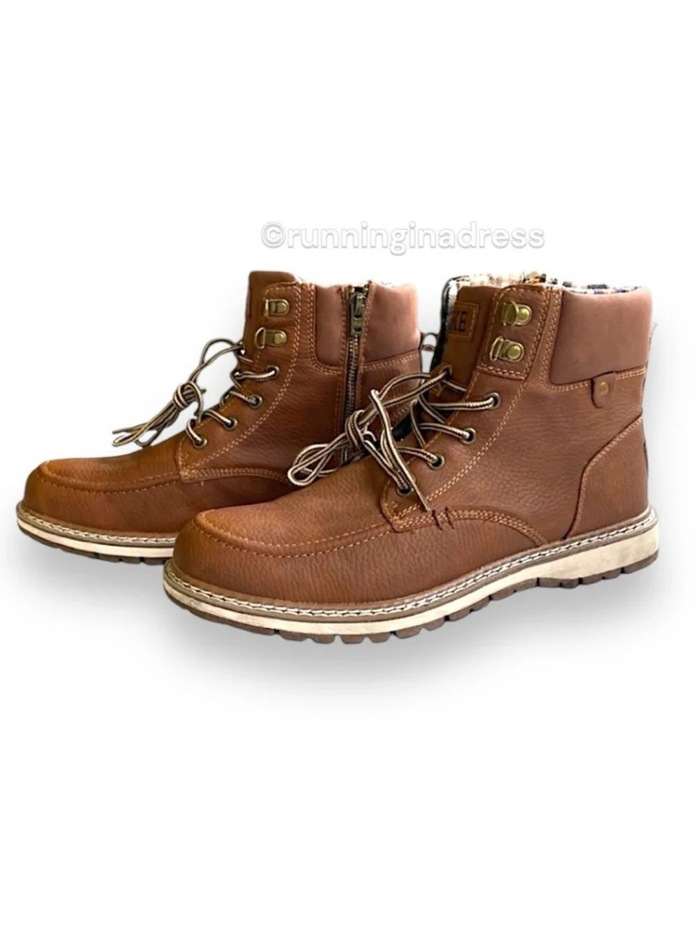 NWT BKE Buckle Midtown Cognac Brown Faux Leather Zip Wedge Boots Men’s Size 10